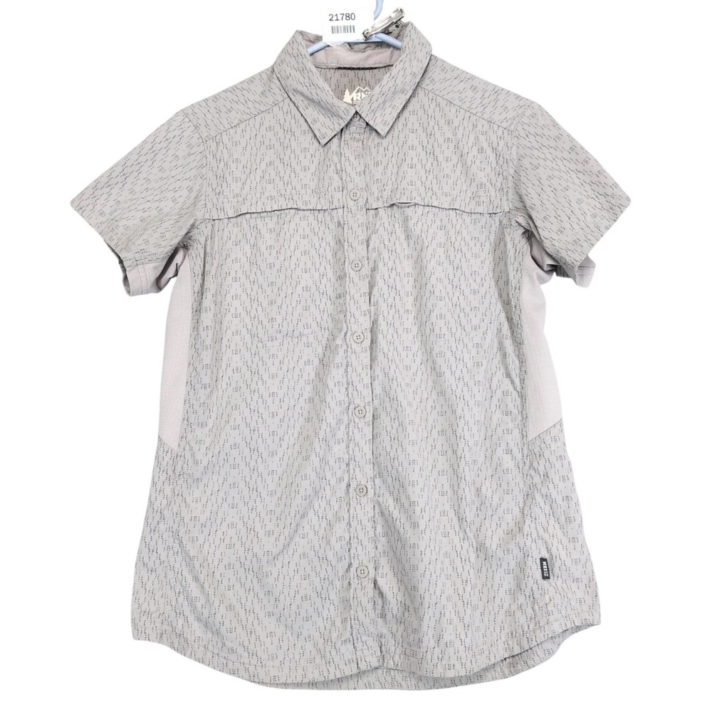 REI Co-op Gray Button-Up Hiking Shirt Womens S Stretch Outdoor Gorpcore Camping
